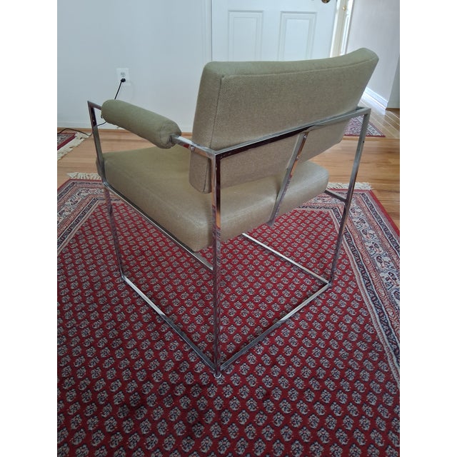 Mid 20th Century Two Milo Baughman for Thayer Coggin 1188 "Thin Line" Chrome & Beige Armchair For Sale In Washington DC - Image 6 of 9