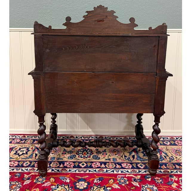 Antique French Petite Barley Twist Desk Carved Oak Renaissance Revival c.1890 For Sale - Image 18 of 18