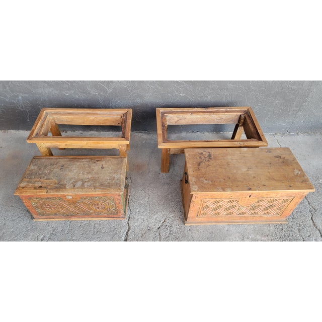 Early 20th Century Two Indonesian Dowry Chests on Stands From Bali (Nightstands or End Tables?) For Sale - Image 14 of 18
