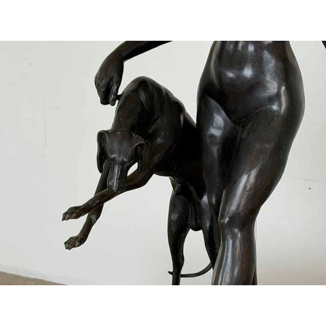 Nude Figure of Diana the Huntress with Greyhound, Late 20th Century, Bronze For Sale - Image 5 of 8