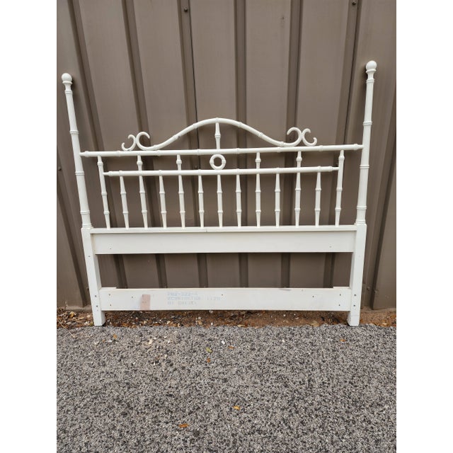 White Faux Bamboo Regency Style Headboard For Sale - Image 8 of 12