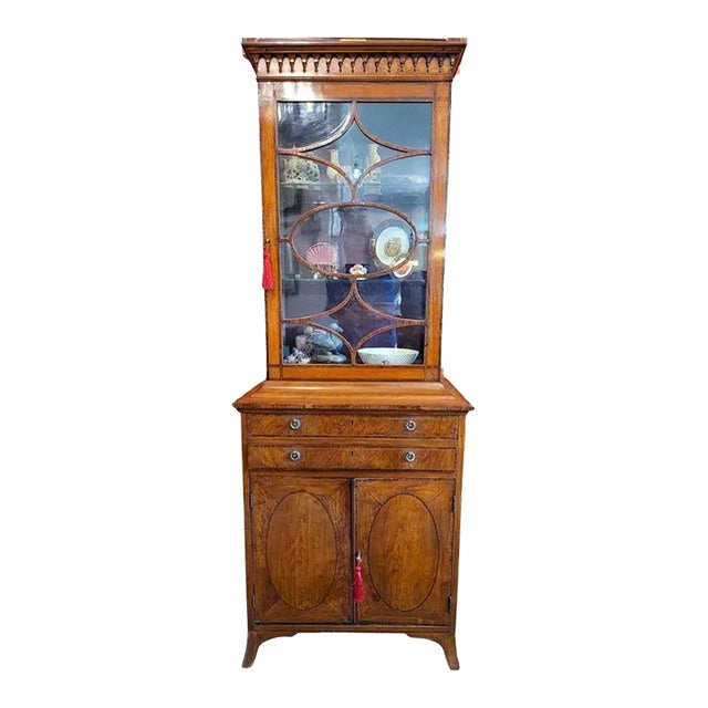 18c Irish Sheraton Satinwood Display Cabinet For Sale