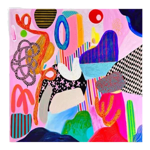 Contemporary Abstract Mixed Media - Acrylic Gouache on Cotton Canvas Painting “Kaleidoscope" by Daniela Marin