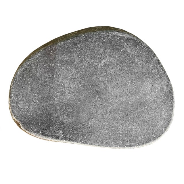 Solid heavy stone boulder outdoor side table or stool. This rustic organic modern piece will look beautiful and blend in...