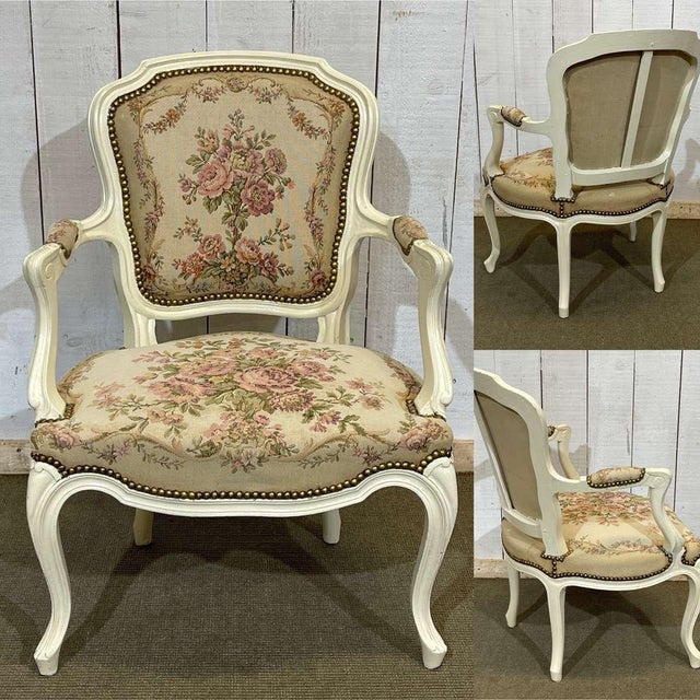 Louis XV Style Cabriolet Armchair, 1970s For Sale - Image 10 of 11