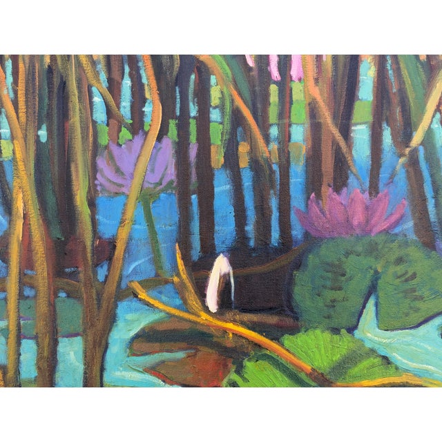 Jerry Greenberg "Water Lily World" Contemporary Realistic Texas Nature Landscape Painting, 2015 For Sale - Image 9 of 11