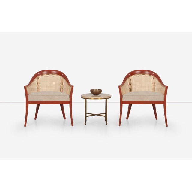 Harvey Probber Set of Four Occasional Chairs, Salmon Lacquer & Cane, 1960c For Sale - Image 14 of 17