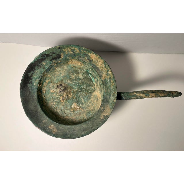 Chinese Ancient Bronze Ware Vessel Goblet Cup With Handle For Sale - Image 3 of 9