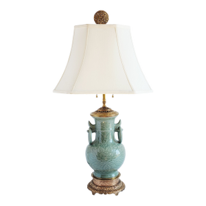 Antique 19th Century Chinese Celadon Hu Vase Lamp