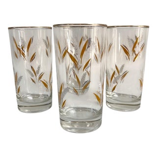 Vintage Libbey Gold Gilt Wheat Highball Tumblers - Set of 4 For Sale