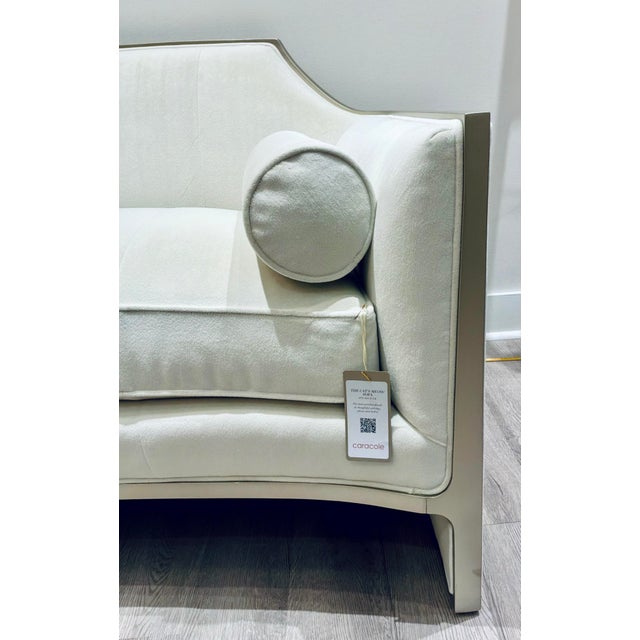 Wood Caracole Modern White Velvet the Cat’s Meow Sofa For Sale - Image 7 of 8