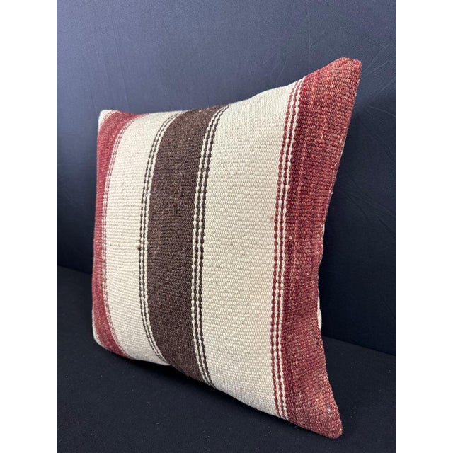 Contemporary Turkish Hemp Pillow Cushion Natural Beige Red Pillow Cushion Cover 20"x20" For Sale - Image 3 of 4