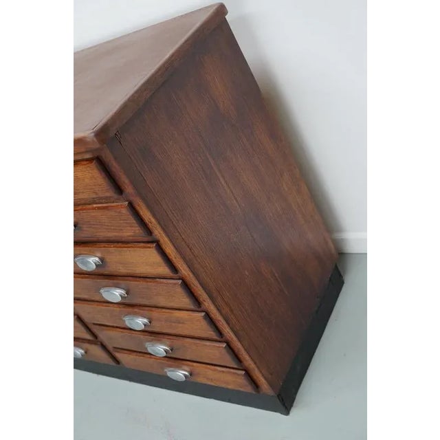 Vintage French Oak and Fabric Store Apothecary Cabinet, 1950s For Sale - Image 15 of 18