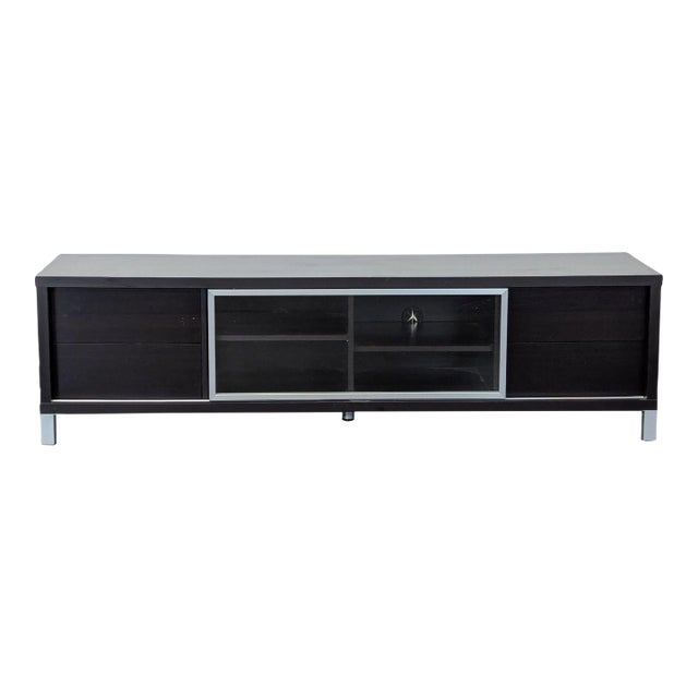 Media Console With Glass Sliding Door For Sale