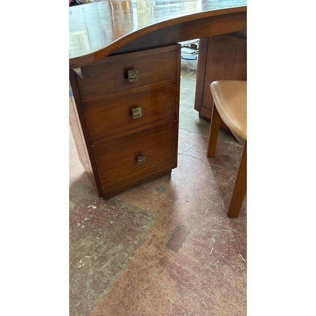 Brown Mid-Century Modern Semi-Circular Desk, 1970s For Sale - Image 8 of 18