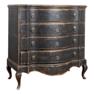 18th Century Black Danish Oak Chest of Four Drawers For Sale