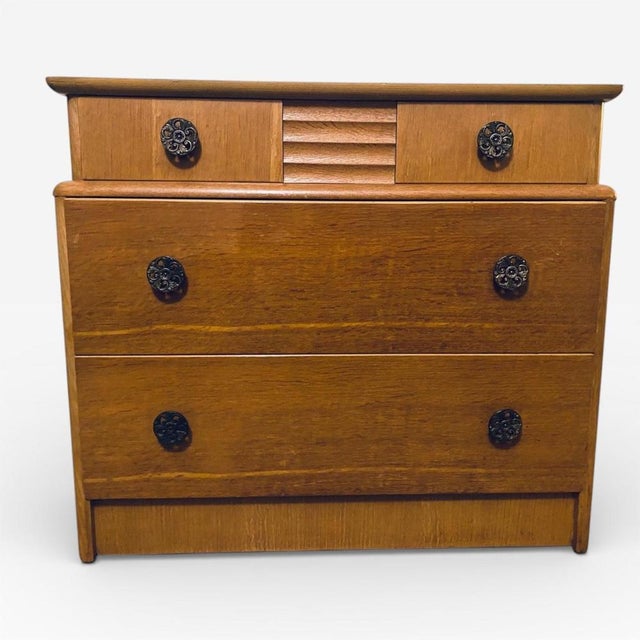 Mid-Century Chest of Drawers in Teak Dresser with Decorative Handles, 1960s For Sale - Image 4 of 9