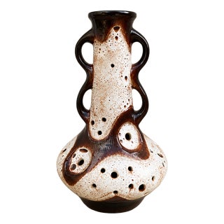 Large Pierced Fat Lava Ceramic Lamp Base, West Germany, 1970s For Sale