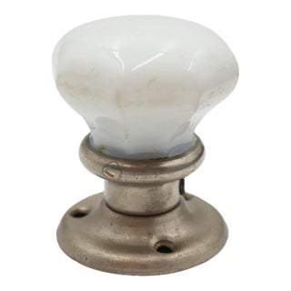 Antique Milk Glass Nickeled Brass Dummy Door Knob For Sale
