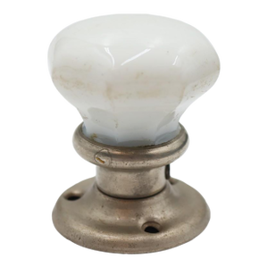 Antique Milk Glass Nickeled Brass Dummy Door Knob