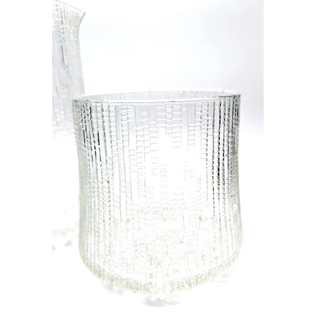 Mid-Century Modern Vintage Tapio Wirkkala "Ultima Thule" Glass Pitcher and Ice Bowl Bucket Designed for Iittala, Set of 2 Pieces For Sale - Image 3 of 10
