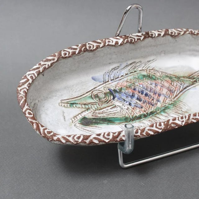 Brown Vintage French Ceramic Tray by Albert Thiry, 1970s For Sale - Image 8 of 13