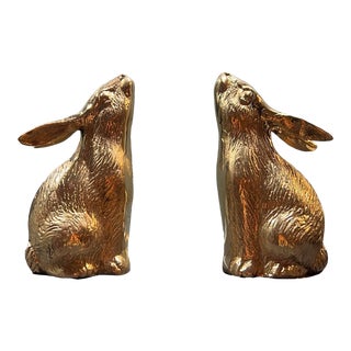 Vintage Brass Bunny Bookends - a Pair For Sale