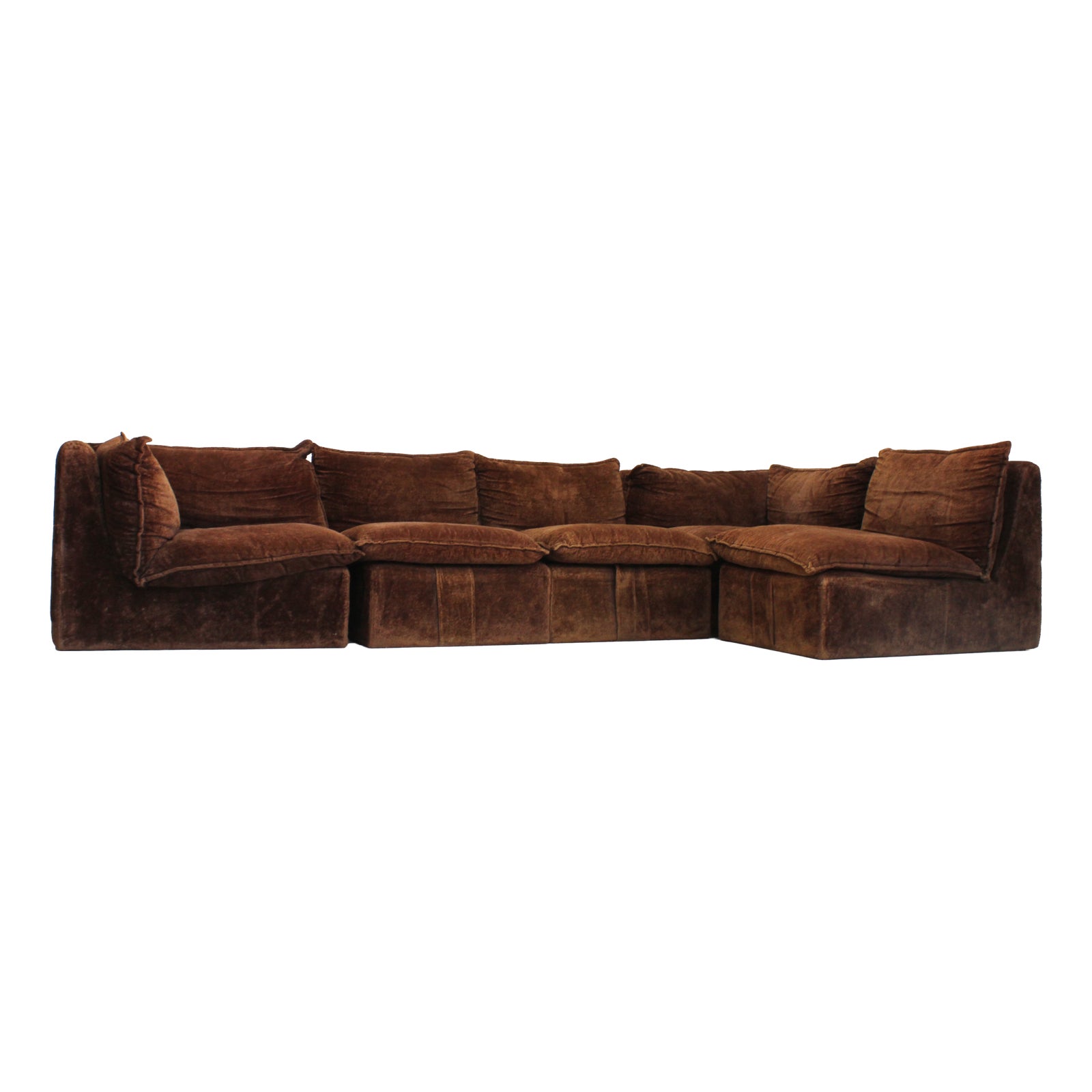 Vintage Brown Velvet Modular Sofa, Italy, 1970s, Set of 5 | Chairish