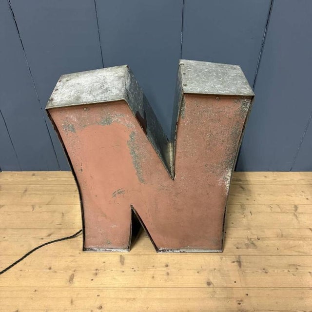 Large Zinc Letter N with Lighting, America For Sale - Image 10 of 16