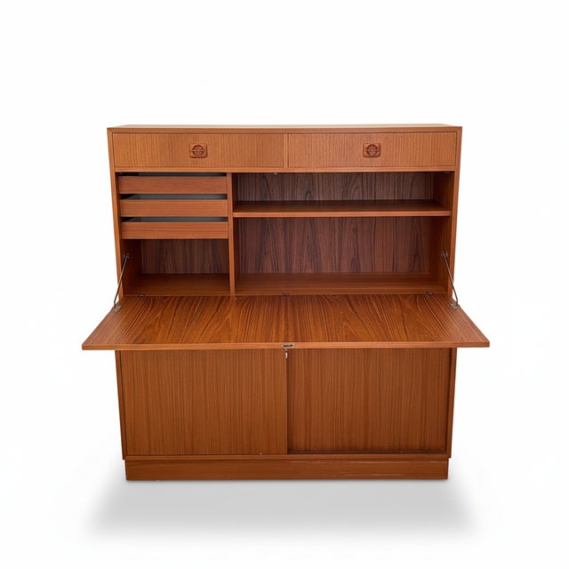 Mid-Century Modern Scandinavian Modern Teak Drop Front Desk For Sale - Image 3 of 14