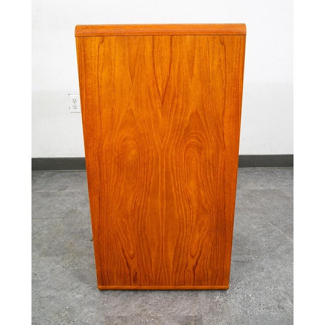 Mid Century Modern Compact Cabinet Teak Smoked Glass MCM Media Lights Vintage For Sale - Image 4 of 9