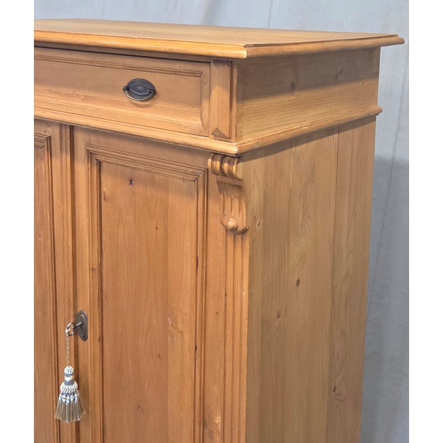 Vintage German Natural Pine Tall Cabinet Cupboard For Sale - Image 4 of 17