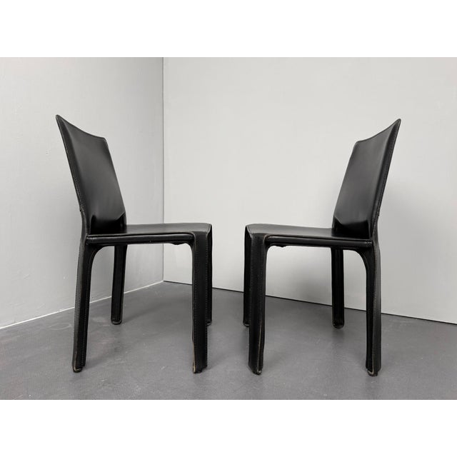 Mid-Century Modern Cab 412 Chairs in Saddle Leather by Mario Bellini for Cassina, Italy, 1970s, Set of 2 For Sale - Image 3 of 12