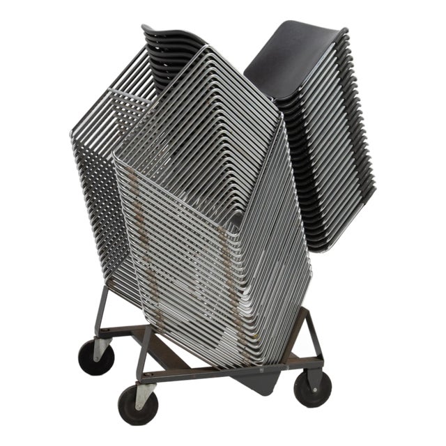 Steelcase Black Max Stacker Stacking a Set of 25 Chairs Plus Original Dolly For Sale