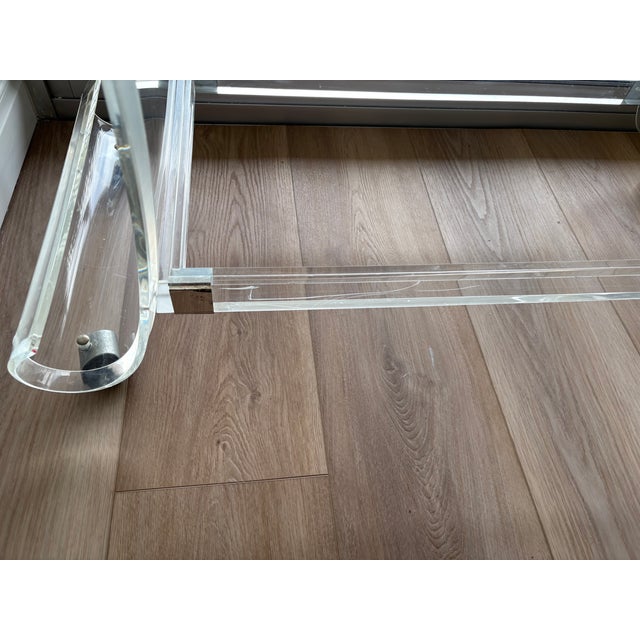 Mid Century Modern Lucite Bar Cart on Casters For Sale - Image 14 of 15