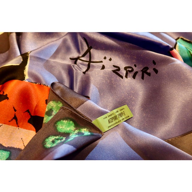 Expressionism Framed Paul Aïzpiri Silk Scarf "Bouquet De Fleurs" 1989 - Midnight Black Frame For Sale - Image 3 of 5