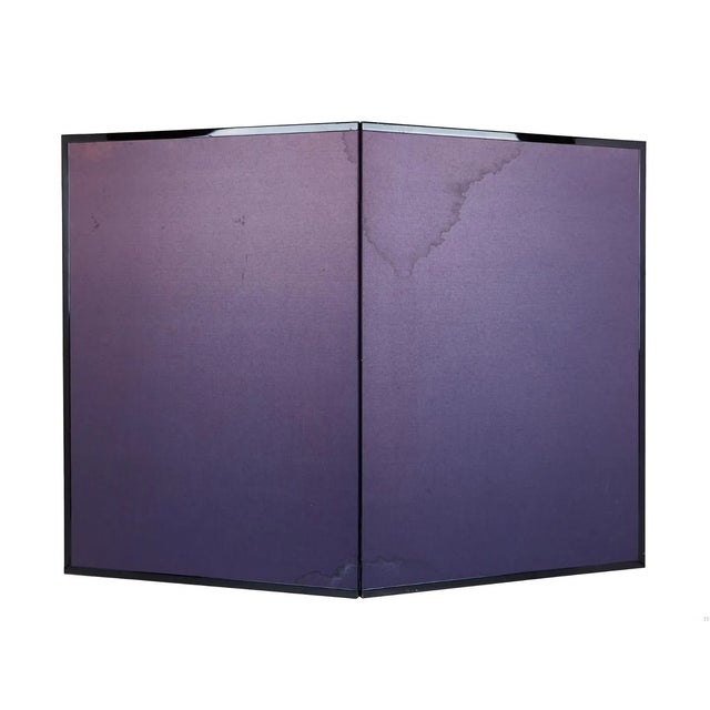 Late 20th Century Japanese Iris Bridge Violet Blue Flower Ikebana Byobu Screen For Sale - Image 4 of 12