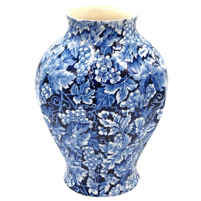 Blue Flintware Vase Grape for Rörstrand, 1920s For Sale