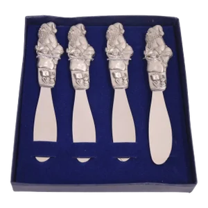 Pewter Santa Cheese/Pate Spreader Set