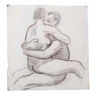 Couple - Original Drawing in Pencil - 20th Century 20th Century For Sale