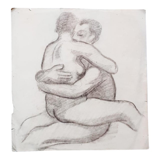 Couple - Original Drawing in Pencil - 20th Century 20th Century For Sale