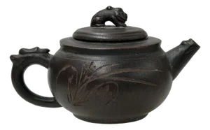 Chinese Chocolate Brown Yixing Zisha Clay Teapot Characters Accent