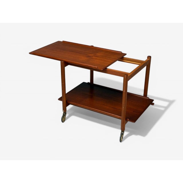 Mid-Century Modern Poul Hundevad, Danish Modern, Teak, Expandable Bar Carts, Denmark, 1950s For Sale - Image 3 of 10