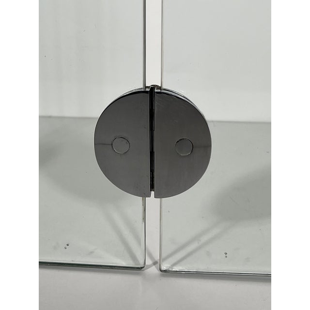 Chrome Exceptional fireplace screen made of 6 glass panels and chrome hinges For Sale - Image 8 of 12