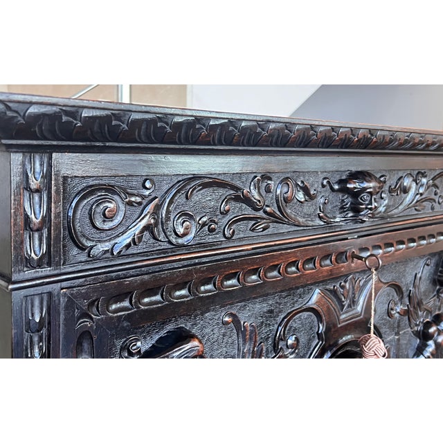 20th Century Spanish Baroque Style Cabinet on Stand, Bargueno or Varqueno For Sale - Image 11 of 12