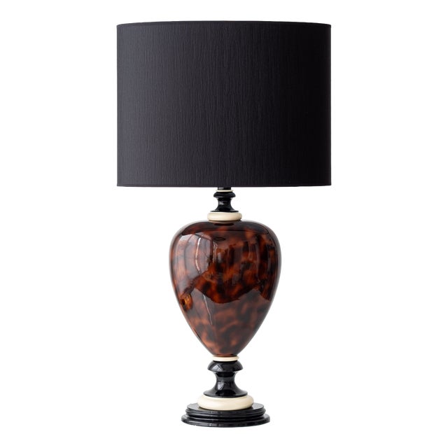 Faux Tortoiseshell Glazed Ceramic Table Lamp, France, 1970s For Sale