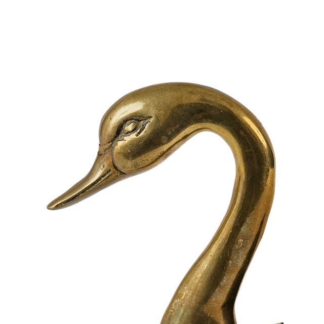 Metal Vintage Mid-Century Solid Brass Swan Planter and/or Catchall 7" For Sale - Image 7 of 11