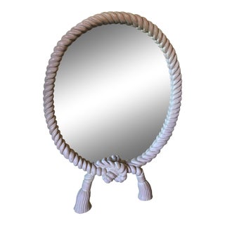 Vintage Carved Rope Tassel Mirror For Sale