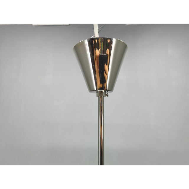 Glass Art Deco Pendant Light in Chrome & Milk Glass, 1970s For Sale - Image 7 of 12
