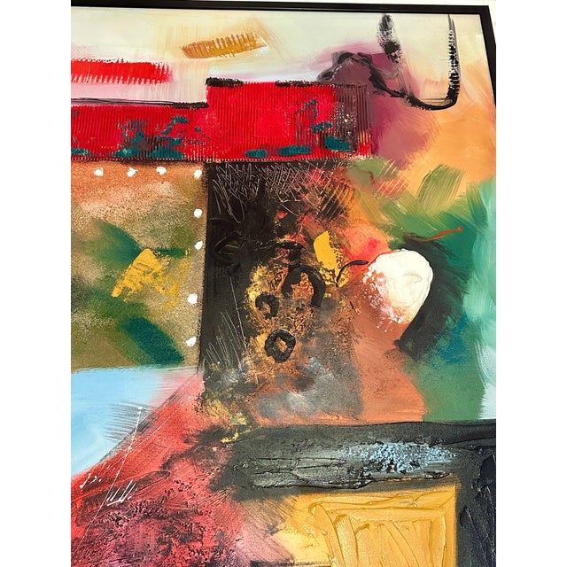 1970s Mid-Century Modern 48x60 Original Gunnar Erman Abstract Expressionist Painting For Sale - Image 12 of 15